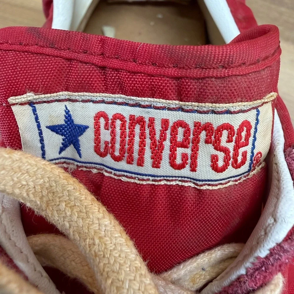 VINTAGE 70's Converse Coach V Jogger Sneakers 10.5 Red Suede Nylon Low Top - Picture 11 of 12